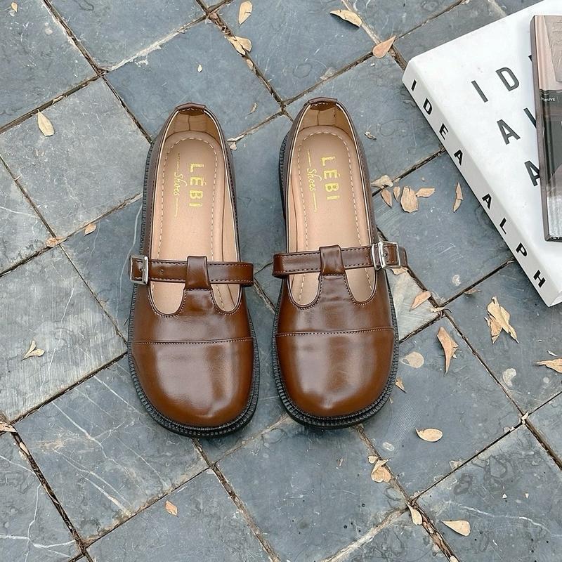 Giày búp bê phong cách retro form rộng chốt lùi size Shoes nữ Giày Bệt