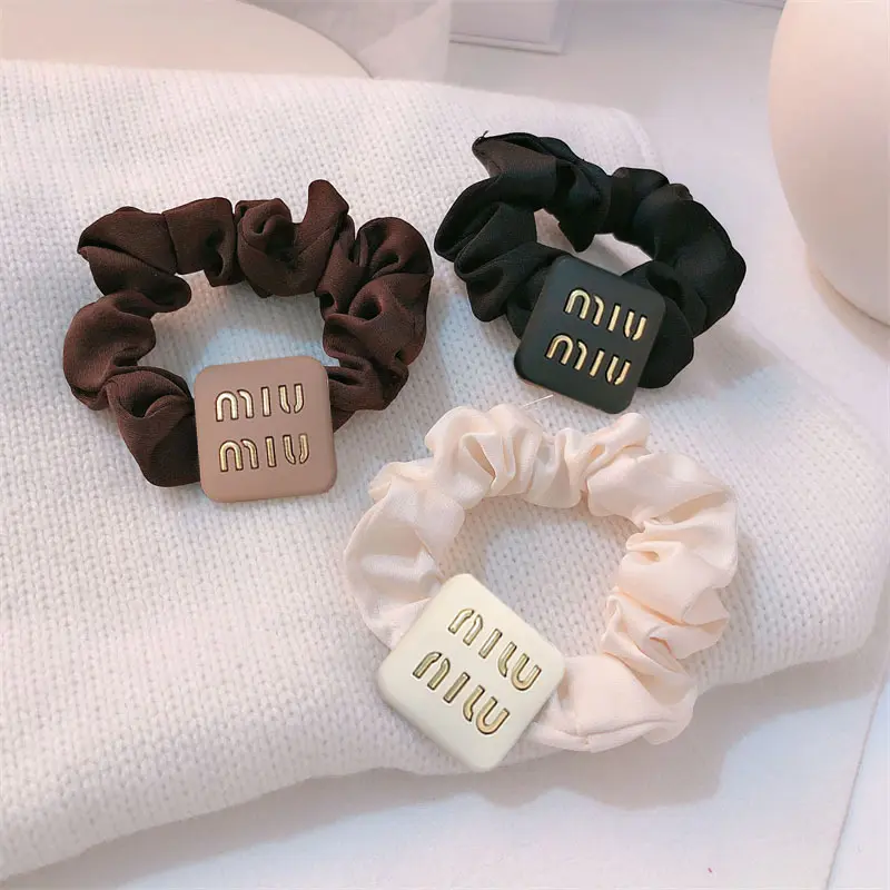 New Fashion High-Grade Letter Head Rope Classic Style Large Intestine Hair Ring Bun Ponytail Hair-Binding Rubber Band Hair Accessories claw  clips hairrope