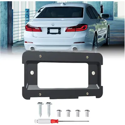 Bmw License Plate Bracket 2-Pack - Black Aluminum Alloy With Screw