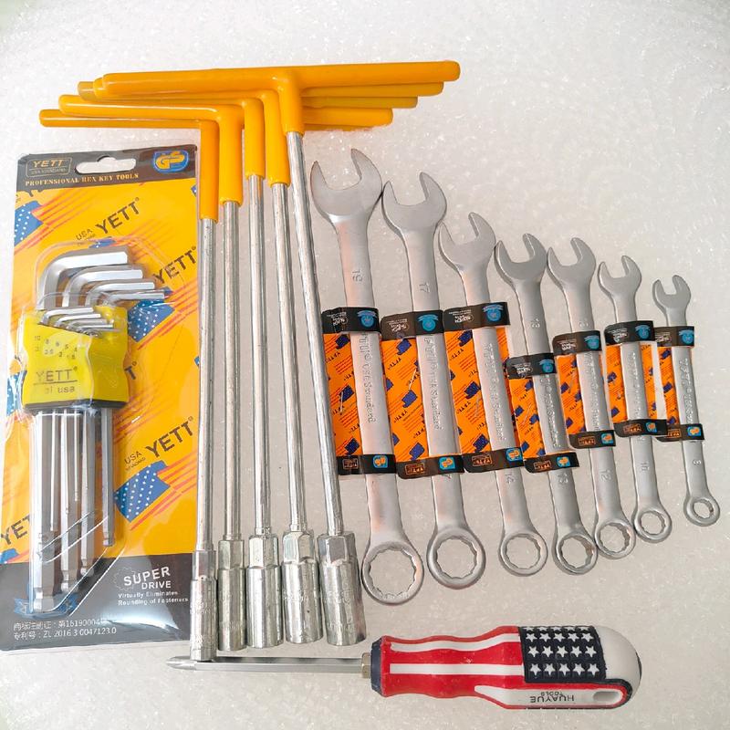 ( Tặng vít 2 đầu) Combo 4 món gồm: 7 khoá cờ lê từ 8-19 và 5 khoá chữ T từ 8-14 và 1 bộ lục giác bi 9 chi tiết hiệu yetti