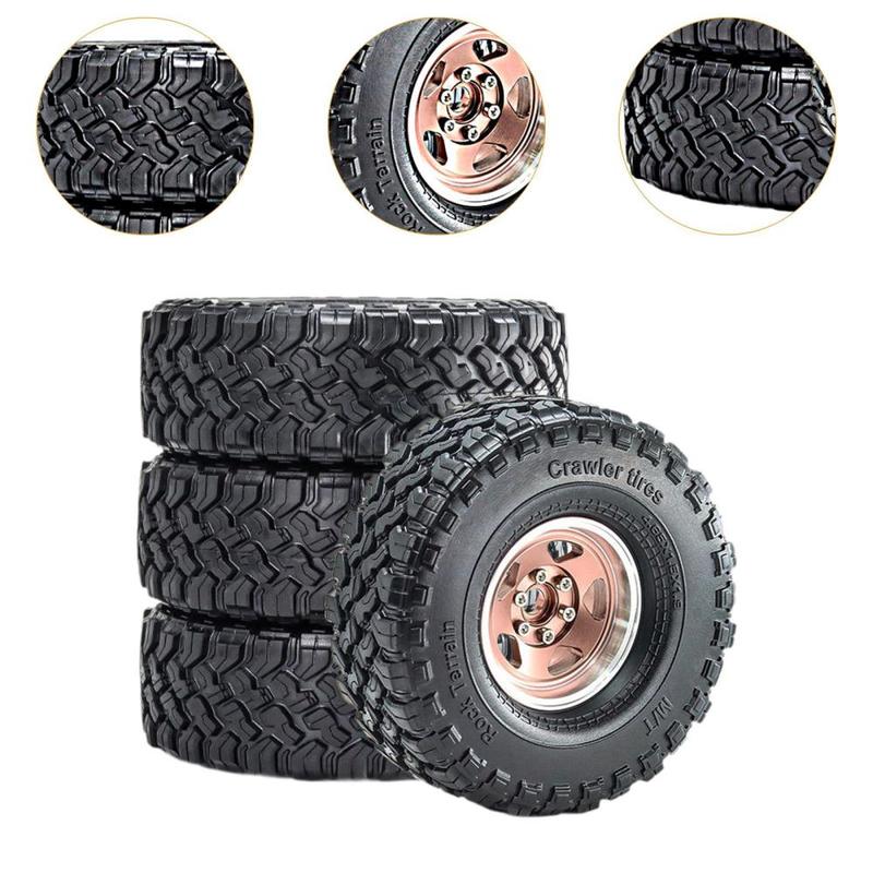 Product Introduction of 4 Pieces RC Wheels and Tires Set RC Upgrade Part Assembly Modification Wheel Hubs for 90046 1:10 RC Car Crawler Trucks 1