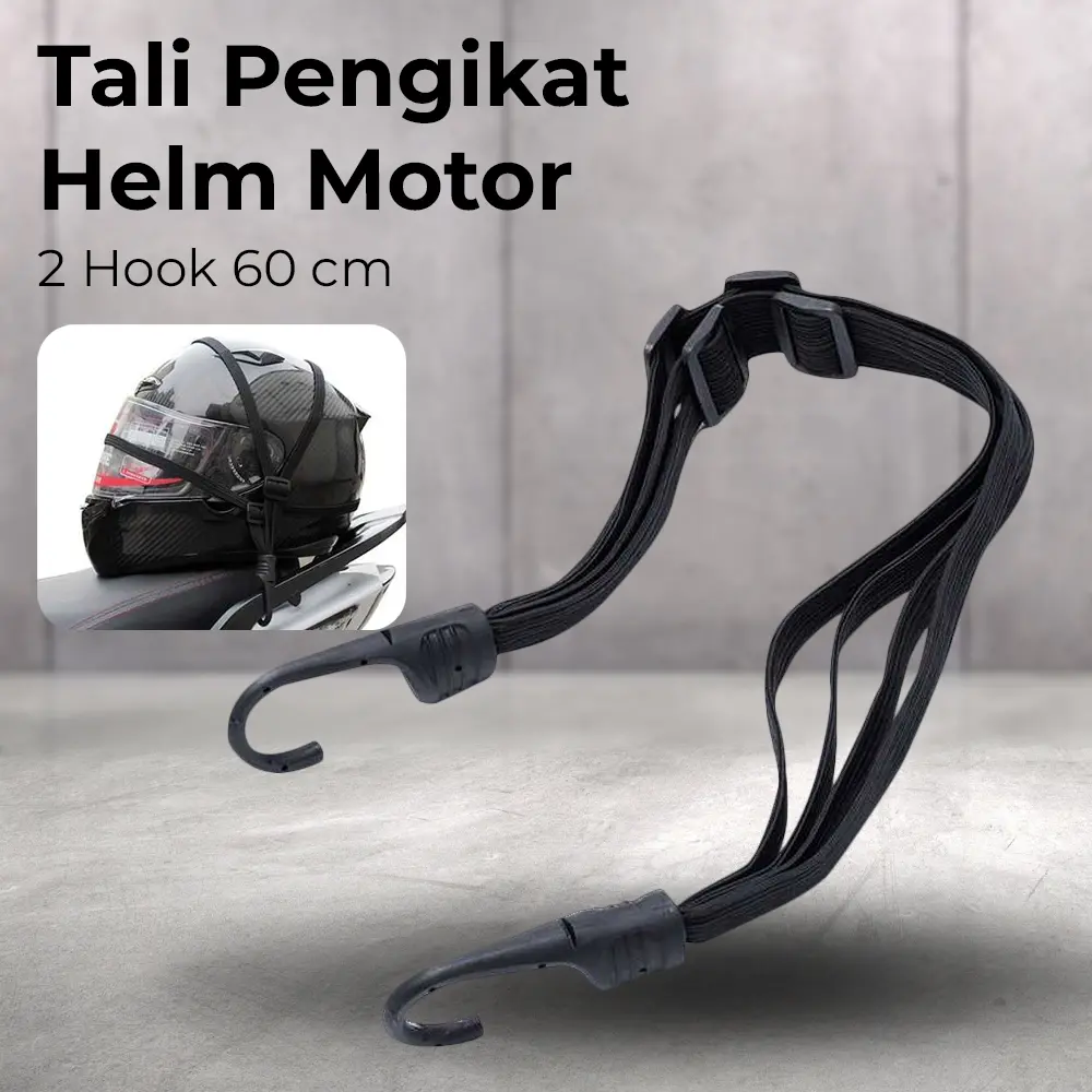 Tali Pengikat Helm Motor 2 Hook 60 cm Tali Karek Pengikat Bagasi Barang Motor