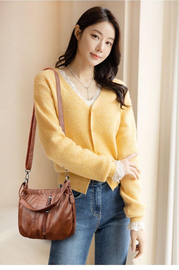 Authentic Leather Tactile Feel Small Bag Female Ladies New Bag Portable Shoulder Crossbody Bag Mother Bag Grandma Bag shoulder bag women's tote bags Sculpted for the Modern Woman