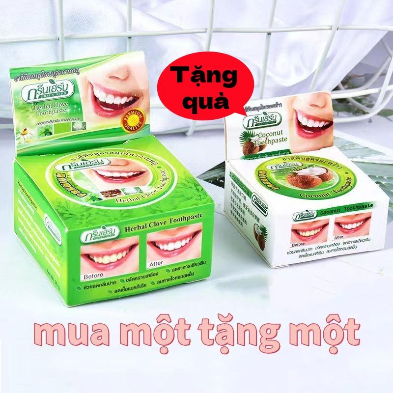 Mua Một Tặng Một Bột Răng Xanh Thái Lan Hương Thảo Dược 25g + Hương Dừa 10g,Combo 2 hộp bột tẩy sáng trắng răng Thái Lan
