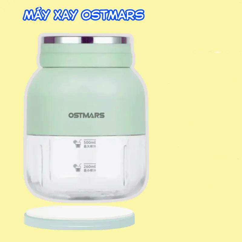 [Giao hàng miễn phí] Máy Xay Sinh Tố Ostmars Cầm Tay Mini Sạc Tích Điện - 10 Lưỡi Dao Đa Năng Nhỏ Gọn Dung Tích 500ml