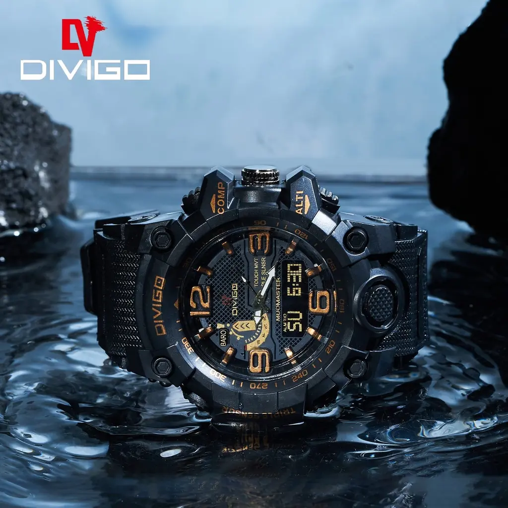 Jam Tangan Pria Divigo Analog Sport Strab Rubber Water Resist Kode D4G-B