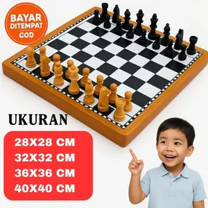 CATUR FULL KAYU SIZE XL ATAU JUMBO 40X40,  36X36, 32X32, 28X28 PAPAN PION KAYU FULL CHESS WOOD BOARD Permainan Games