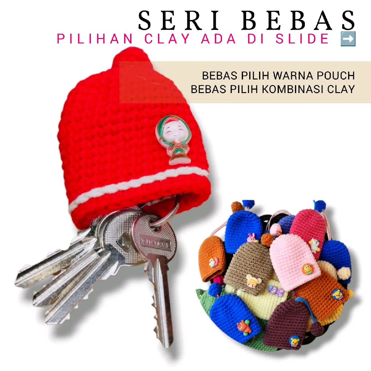 GANTUNGAN KUNCI LUCU RAJUT (MINI SERIES) KEYCHAIN COVER DAN POUCH