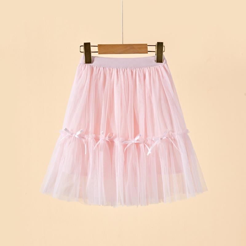 Girls Skirts Fashion Summer Bow Decorated Princess Puffy Mesh Mid-length Skirts Baby Clothes 5