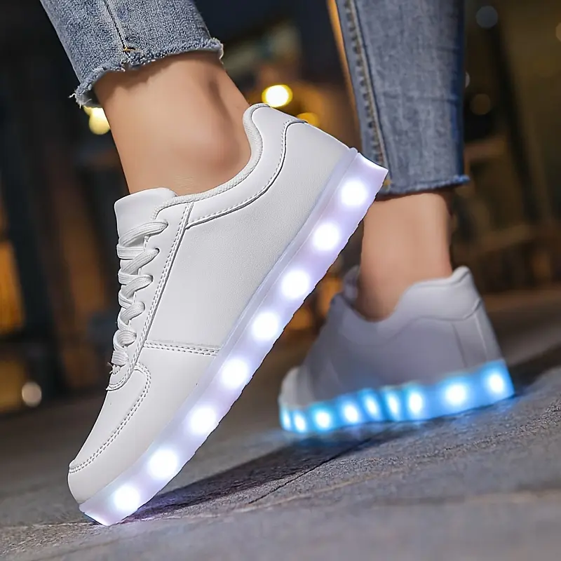 [Rechargeable LED Light Shoes] USB Rechargeable 450mAh LED Light-Up Skateboarding Shoes - Breathable Fabric Inner, Durable TPR Sole, All-Season Casual Sports Footwear 5