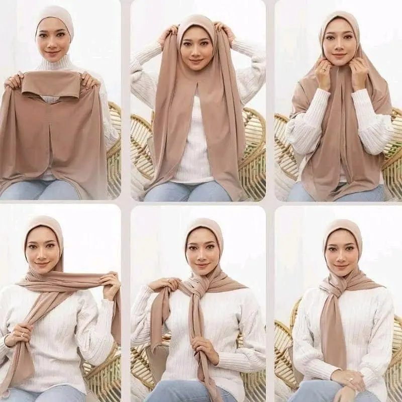 Hijab Segitiga Instan Jersey//segitiga instan malay premium Muslim Kerudung Segi Empat 2