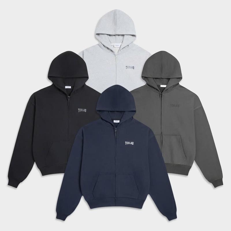 Áo Hoodie Zip Nỉ Chân Cua Form Boxy Teelab Basic Logo Unisex Nam Nữ HD100