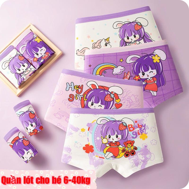 Quần lót cho bé gái 6-40kg quần lót đùi tam giác kháng khuẩn cotton 2 lớp thông thoáng cho trẻ em