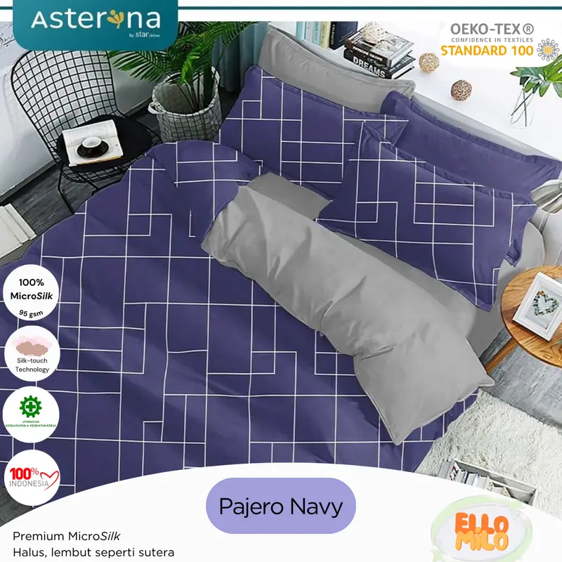 Sprei Set Motif Aesthetic Garis Garis Katun Microsilk (120x200 140x200 160x200 180x200) 0