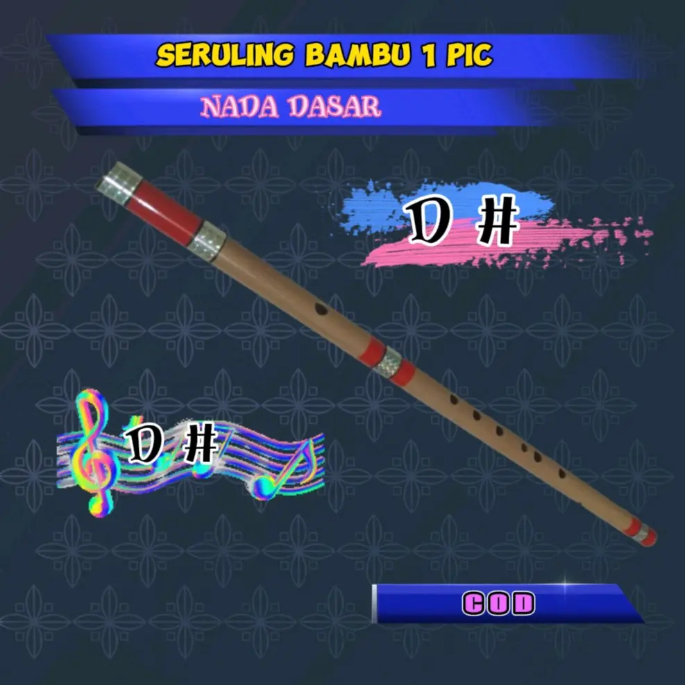 ALAT MUSIK SERULING DANDDUT BAMBU 1 PIC NADA DASAR  D#  kres Kecil
