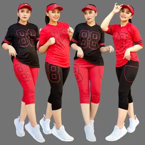 Set Baseball 88 MAXXI Series Merah Hitam & Hitam Merah Setelan Training Baju Senam Zumba Aerobic Indoor Outdoor Pendek Sport