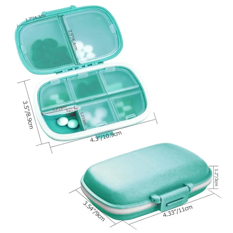 Portable Mini Medicine Box, 1/3 Counts 8-grid Travel Pill Box, Daily Pill Box, Pocket Size Pill Container for Home Office Travel 3