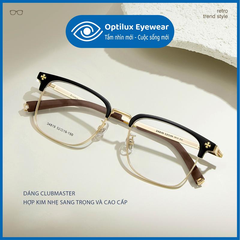 [E36] - Gọng Kính Mắt ChromeH Nam Nữ Cao Cấp, Chữ V, Kiểu Dáng Mắt Vuông Oval Mặt Tròn, Hợp Kim Loại Nhựa Dẻo Trong Suốt, Thời Trang HQ 2025 (dễ dàng lắp Mắt Kính cận và Tròng Kính đổi màu) chrome heart - 3481