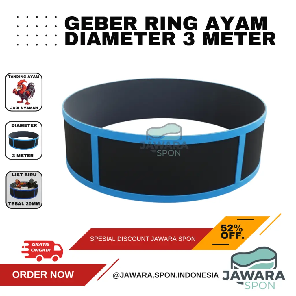 Geber / Ring Ayam List Warna Jawara Spon Panjang 6 meter Tebal 20 Mm Bahan Eva Kualitas Terbaik
