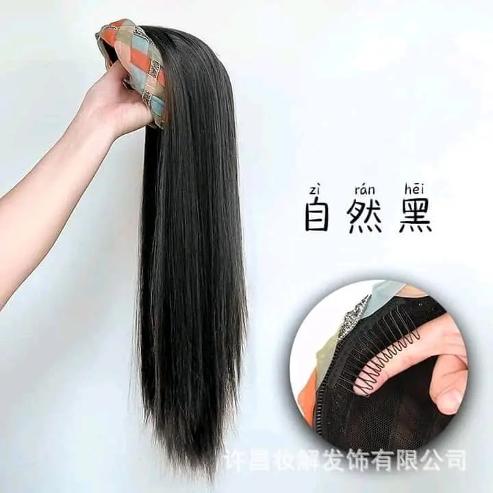 Wig Korea Rainbow - Wig Sintetis Eksotis dengan Warna Coklat & Hitam Model Lurus dan Curly untuk Acara Kostum dan Sehari-hari 1