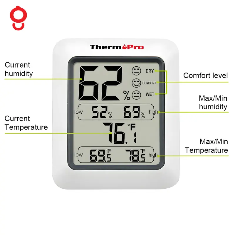 Ganghan Termometer Higrometer Ruang | Thermohygrometer Thermopro TP50 6