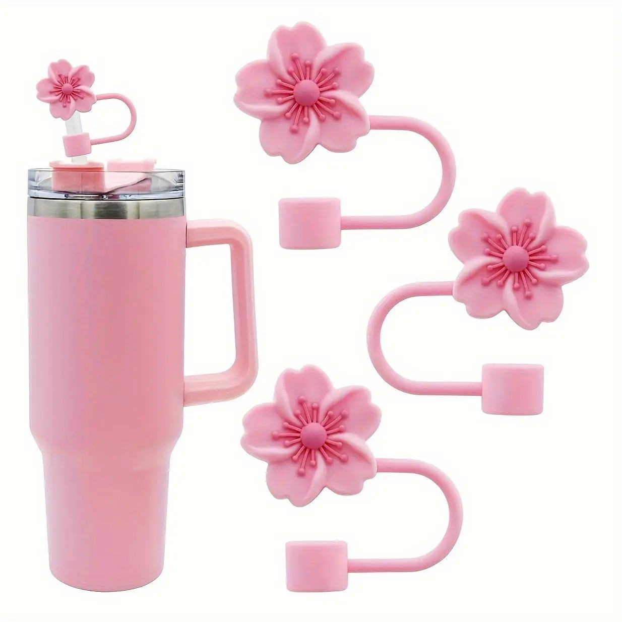 Flower Shaped Straw Tip Cover, 1 Count Lovely Reusable Silicone Straw Topper, Modern Decorative Straw Cap for Indoor & Outdoor, Summer Gift, Teenage Girl Gifts