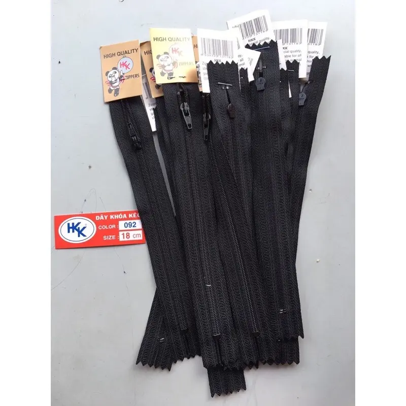 Dây kéo quần tây hiệu HKK 18cm màu đen 12 sợi