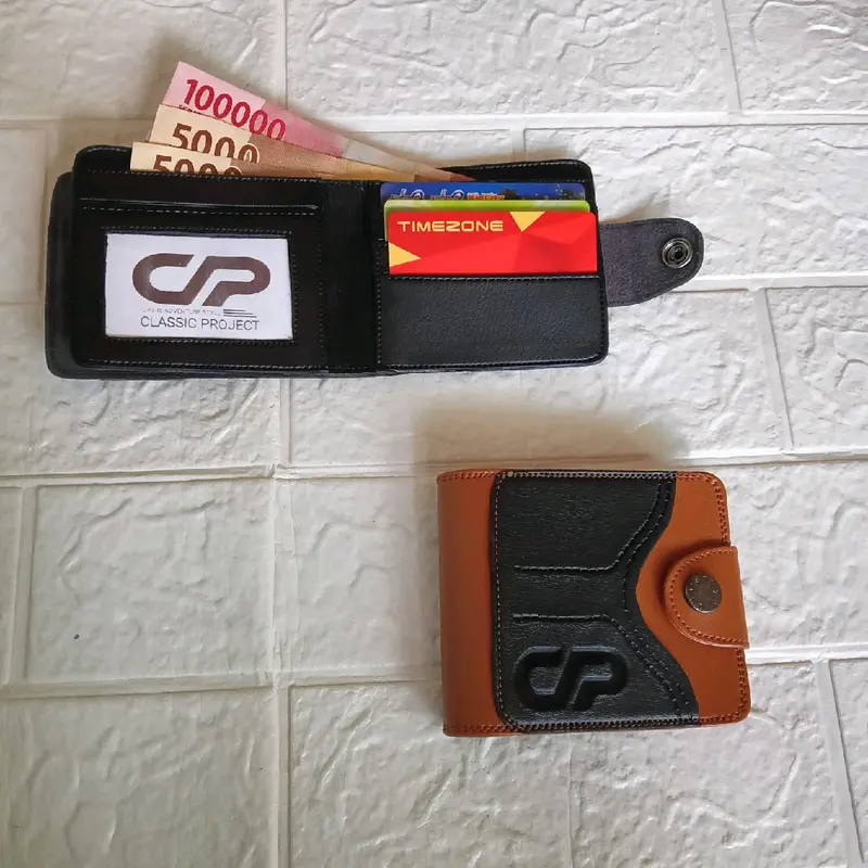 Dompet Pendek Pria Wanita Kulit Sintetis Premium Classic Project Variasi Kulit PU Polos Setrip Cowok 2