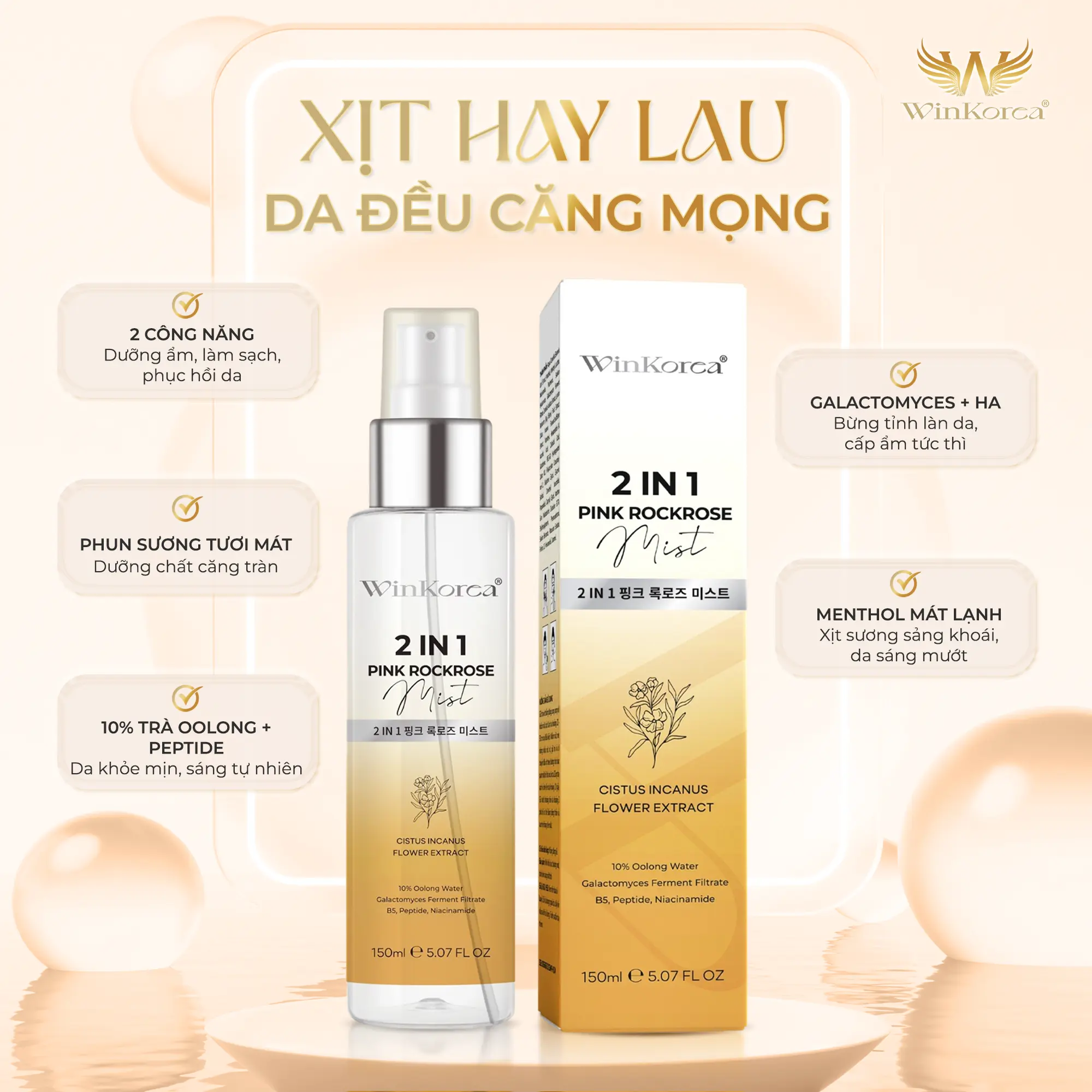 Xịt Khoáng & Toner 2IN1 Cấp Ẩm Cho Mọi Loại Da Thương Hiệu : WinKorea Skincare Dưỡng Ẩm Da Chăm Sóc Da Nữ Làm Đẹp Da Dưỡng Da Mặt