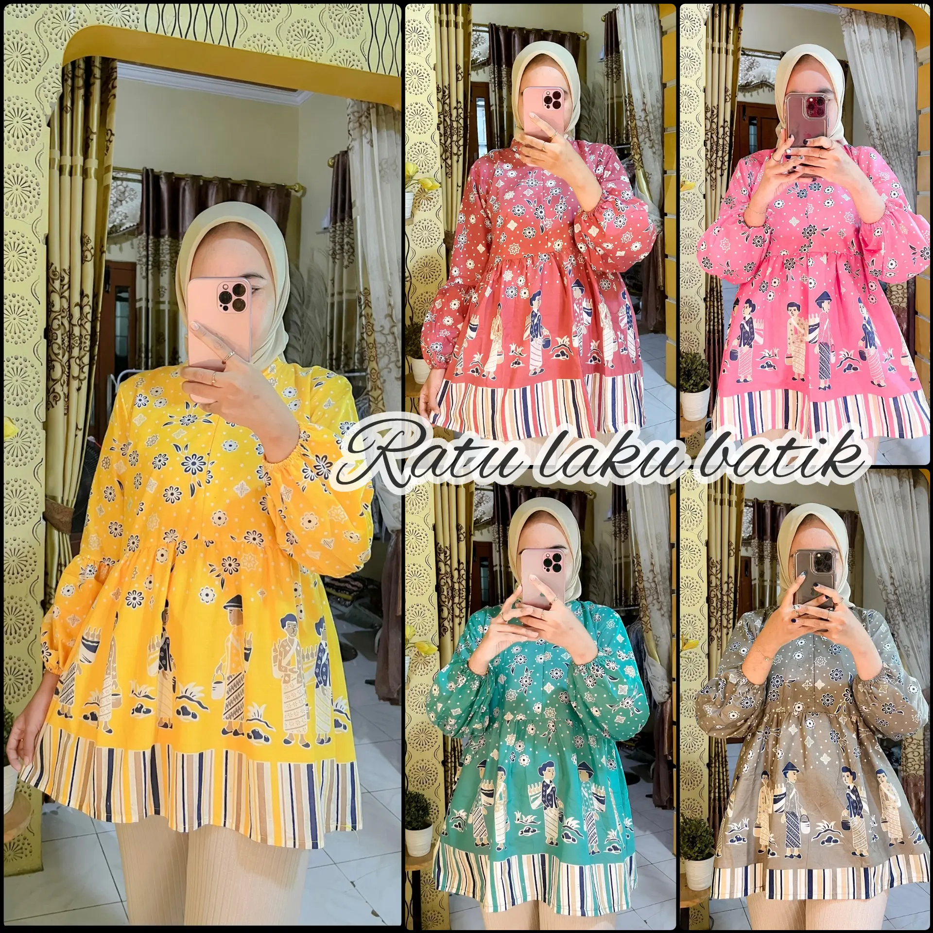 Blouse Jamu Gendong Atasan Batik Wanita Katun Seragam Baju Kerja