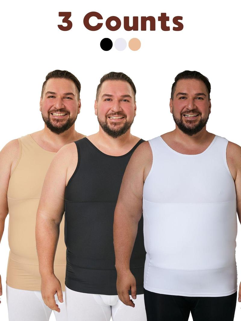 Product Introduction of Men's Solid Color Round Neck Compression Shapewear Tank Top, High Stretch Tummy Control Shaper Vest, Men's Shapewear for All Seasons 4
