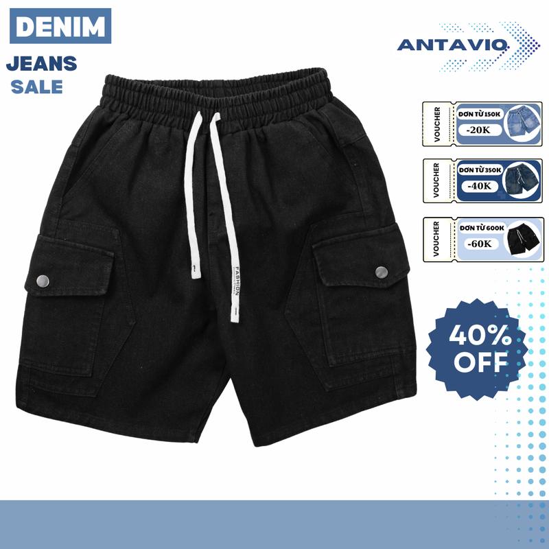 Quần Short Jean Nam Túi Hộp ANTAVIO - Dành Cho Nam - Menswear 2683 - 3 Màu - 45-90kg rộng quan thoi trang Pants