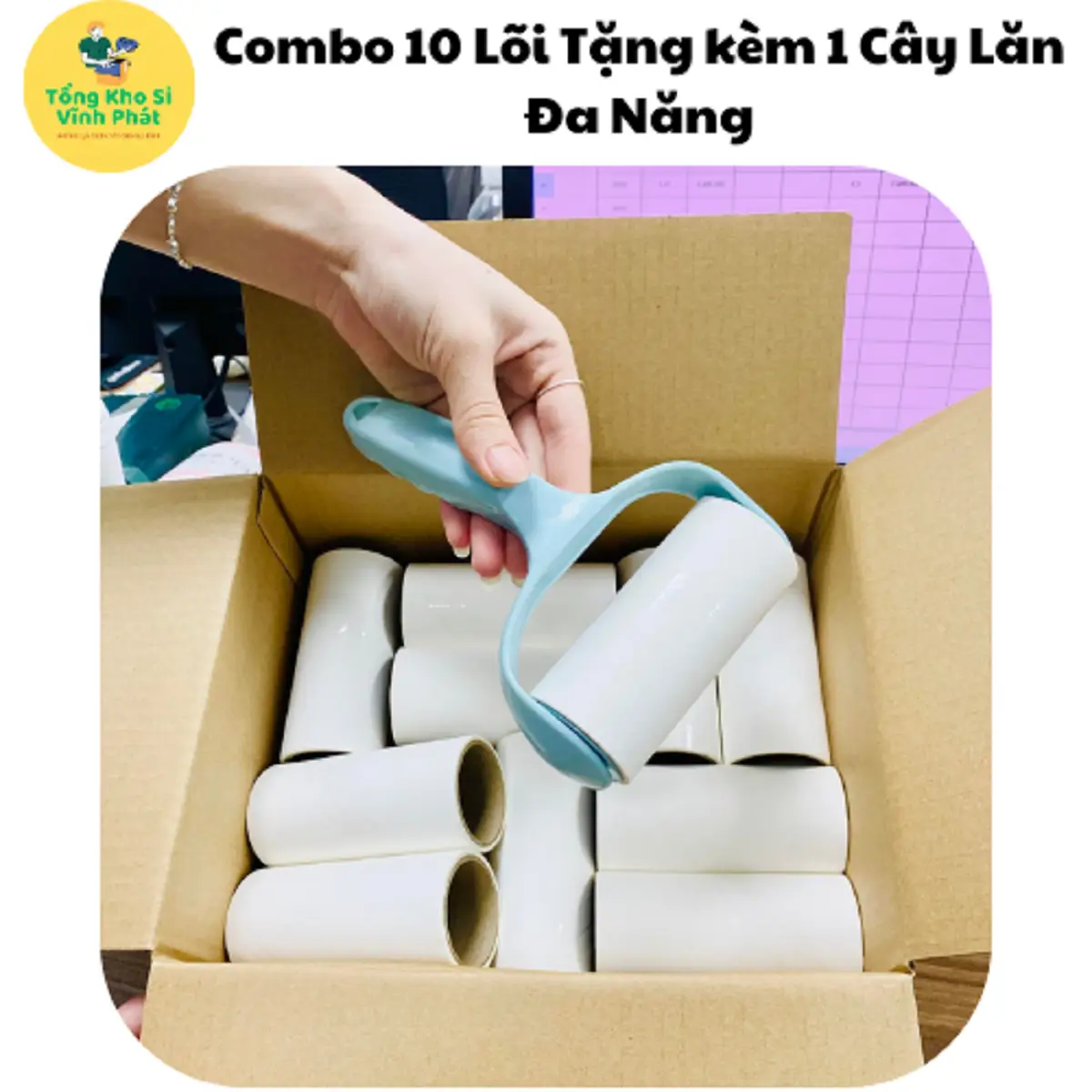 Combo 10 Lõi Lăn [ Tặng Kèm 1 Cây Lăn ] Cây Lăn Bụi Quần Áo Siêu Dính 60 Tờ, Lăn Tóc Dính, Lăn Bụi Thảm, Làm Sạch Mọi Đồ Dùng Trong Nhà 88067