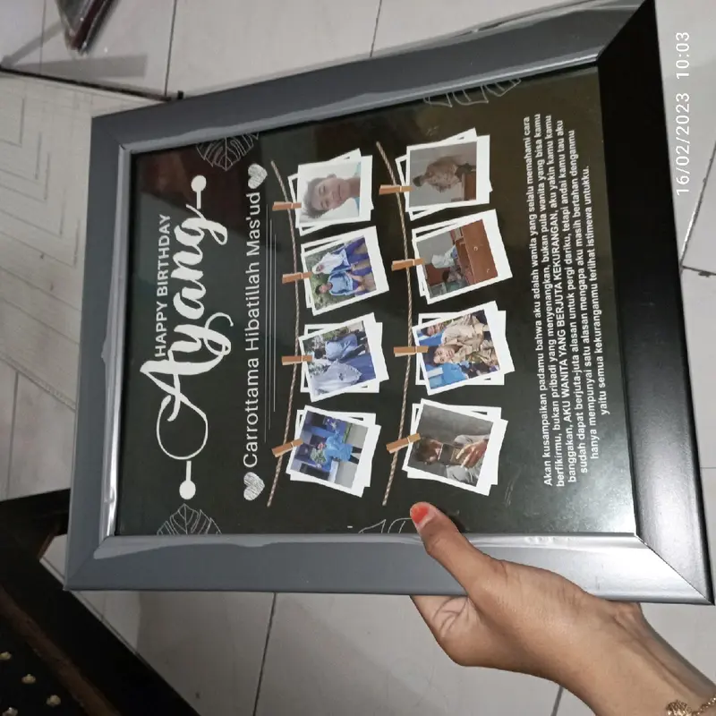Polaroid Frame Hitam Custom Foto | Birthday | Anniversary | Wedding | Graduation Kaca Satu Sisi | Kado Ayang | Hadiah 3