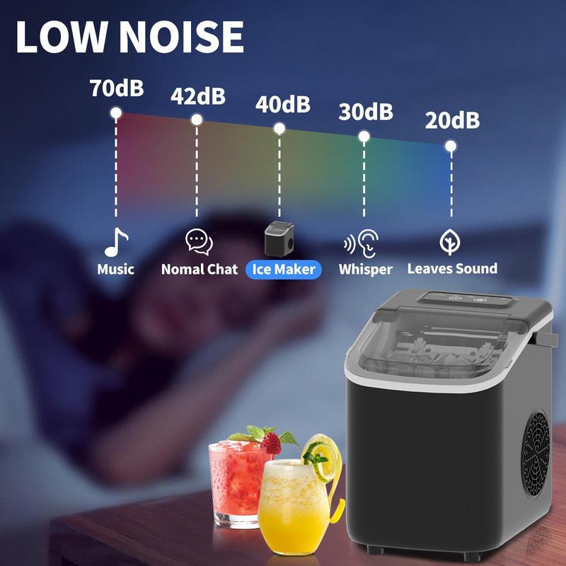 Portable Ice Maker, Countertop Ice Machine with Ice Scoop & Basket, Ice Maker Machine with Self-Cleaning Function for Home, Office, Party 8