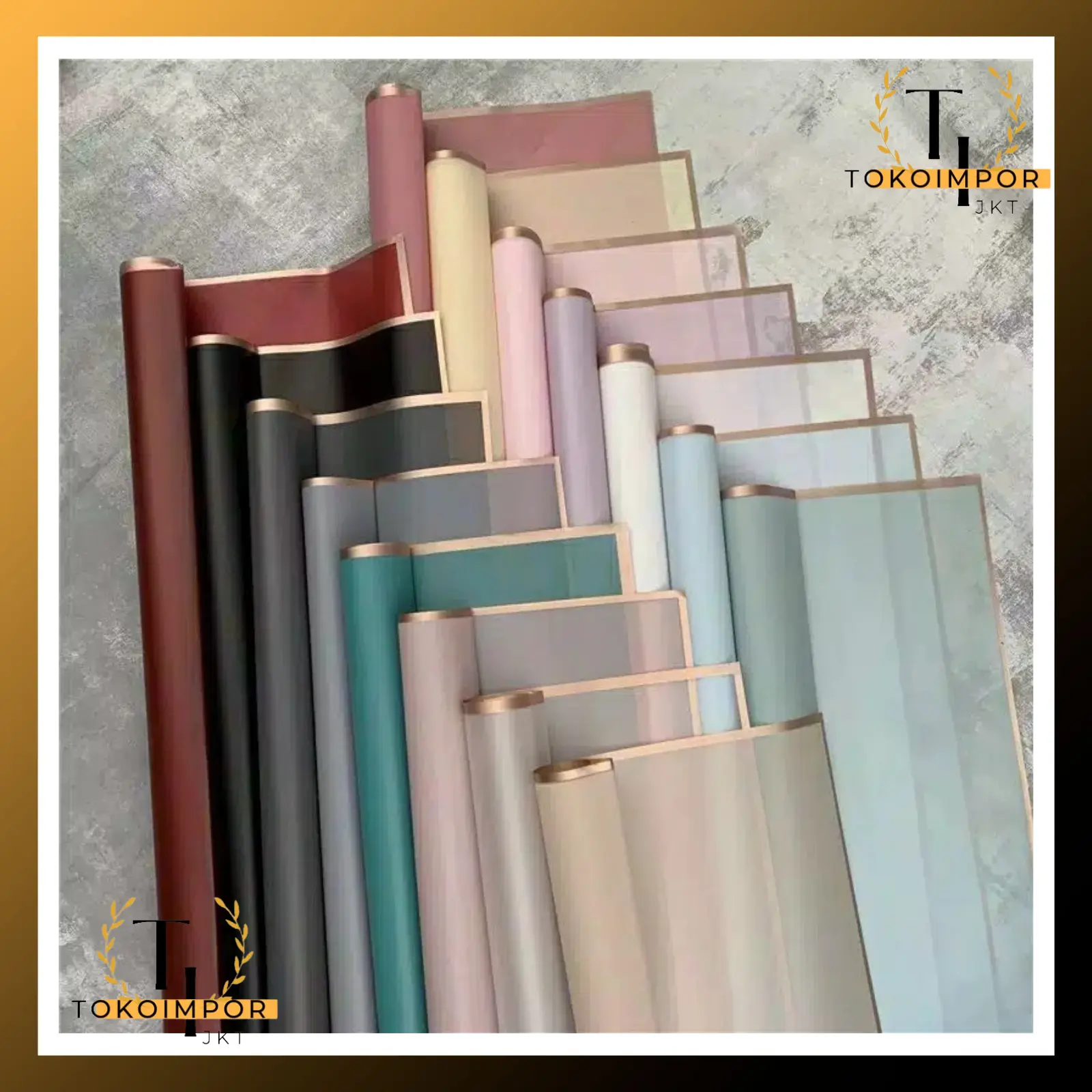 TI Kertas Buket Bunga List Gold Flower Wrapping Kertas Florist Flower Wrapping Paper Ecer KB05 KB10 KB27 Cellophane