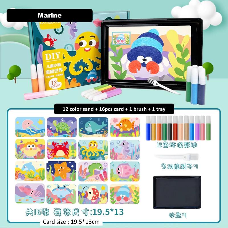 Product Introduction of TT27 Kids Colorful DIY Sand Painting Sand Art Cards Educational toys Art & Craft Creative toys for childrens boy & girls Children's the Color Sand Psinting 6