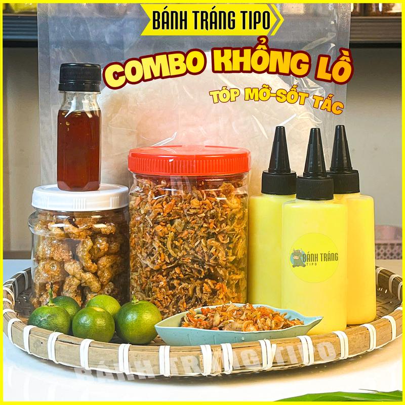 COMBO Khổng Lồ Sốt Tắc - Bánh tráng phơi sương bơ muối tôm hành phi - Bơ Béo - Tóp mỡ siêu ngon - Ăn Vặt Tibo Food