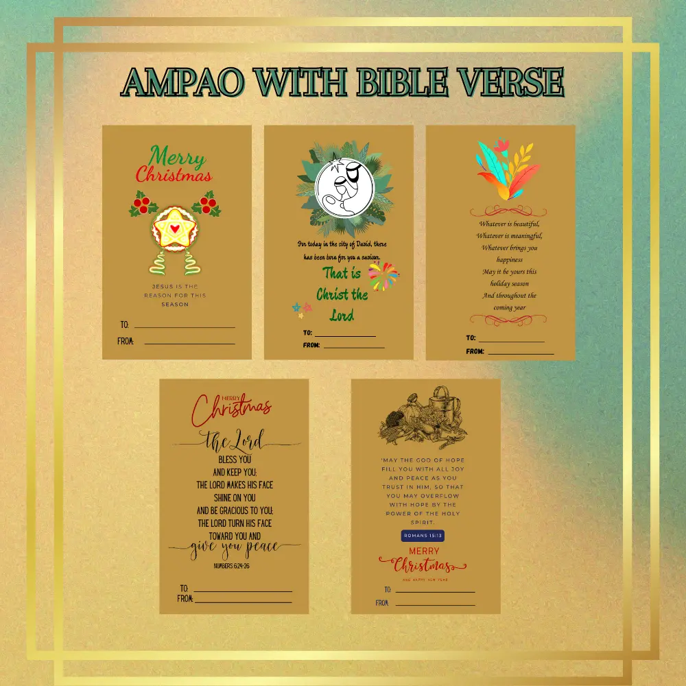 10pcs per pack Bible Verse / Family Design-Christmas Personalize AngPao Ampao Money Envelope with message for Inaanak |Bible Verse and Family Design