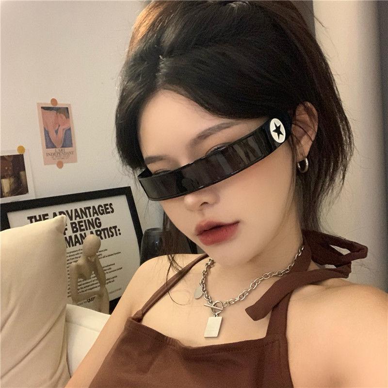 Product Introduction of Millennial Hot Girl Future Tech Sense Rectangular One-piece Narrow Frame Sunglasses Unisex Trendy Party Cycling Sunglasses 4