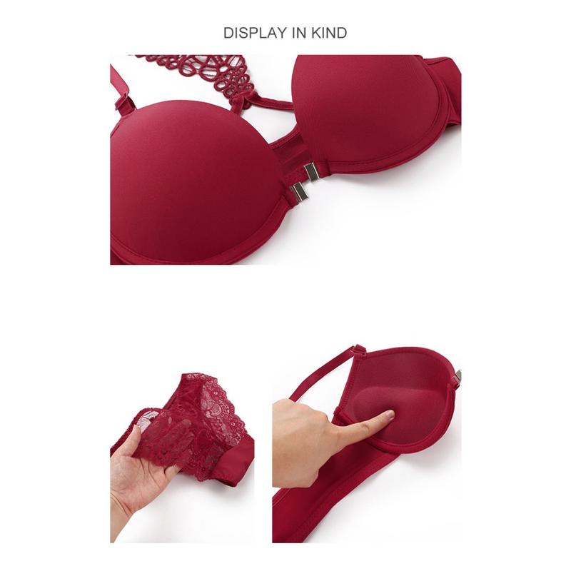 Hot Lace Stitching Bra & Panties, Back Cross Strap Hollow Bra & Panties Lingerie Set, Women's Lingerie & Underwear Womenswear Comfort 6