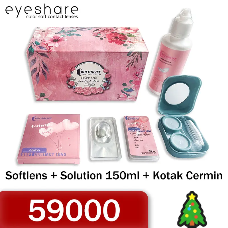 Eyeshare (COD) Softlens SET Soft Warna lensa kontak with 150ml solution kotak cermin set