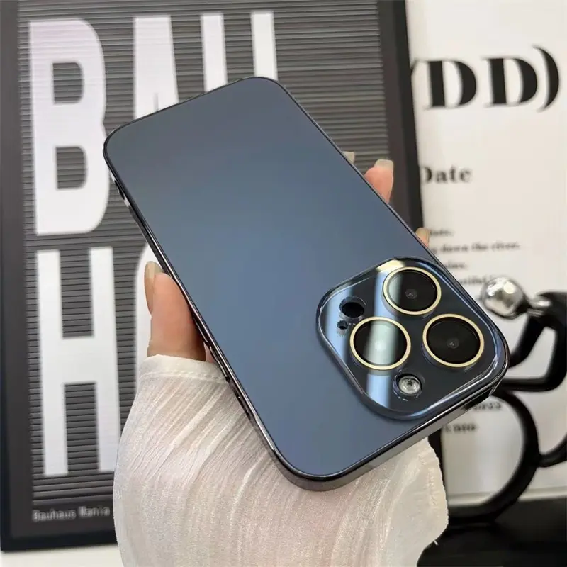 Ốp Điện Thoại Kính Nhám Chính Hãng Thiết Kế Sang Trọng, Tương Thích Với iPhone 15 Pro Max, 11, 12, 13, 14 Pro Max, 14, 15 Plus, Ốp Chống Sốc PC Mạ, Có Bảo Vệ Màng Ống Kính Ốp Lưng Cứng Phụ Kiện 4