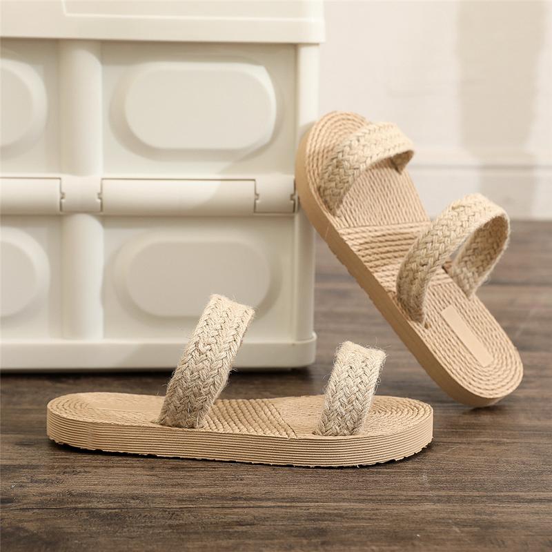 Product Introduction of Ethnic Style Imitation Straw Travel Imitation Hemp Bottom Women's Sandals Korean Fashion Outdoor Slippers Fashion Beach Girl Slippers 5