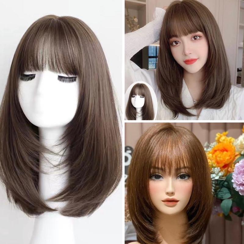  Tóc giả mái ngang cúp vai CC84 tỉa layer dài 35cm chất liệu tóc tơ mềm mượt 