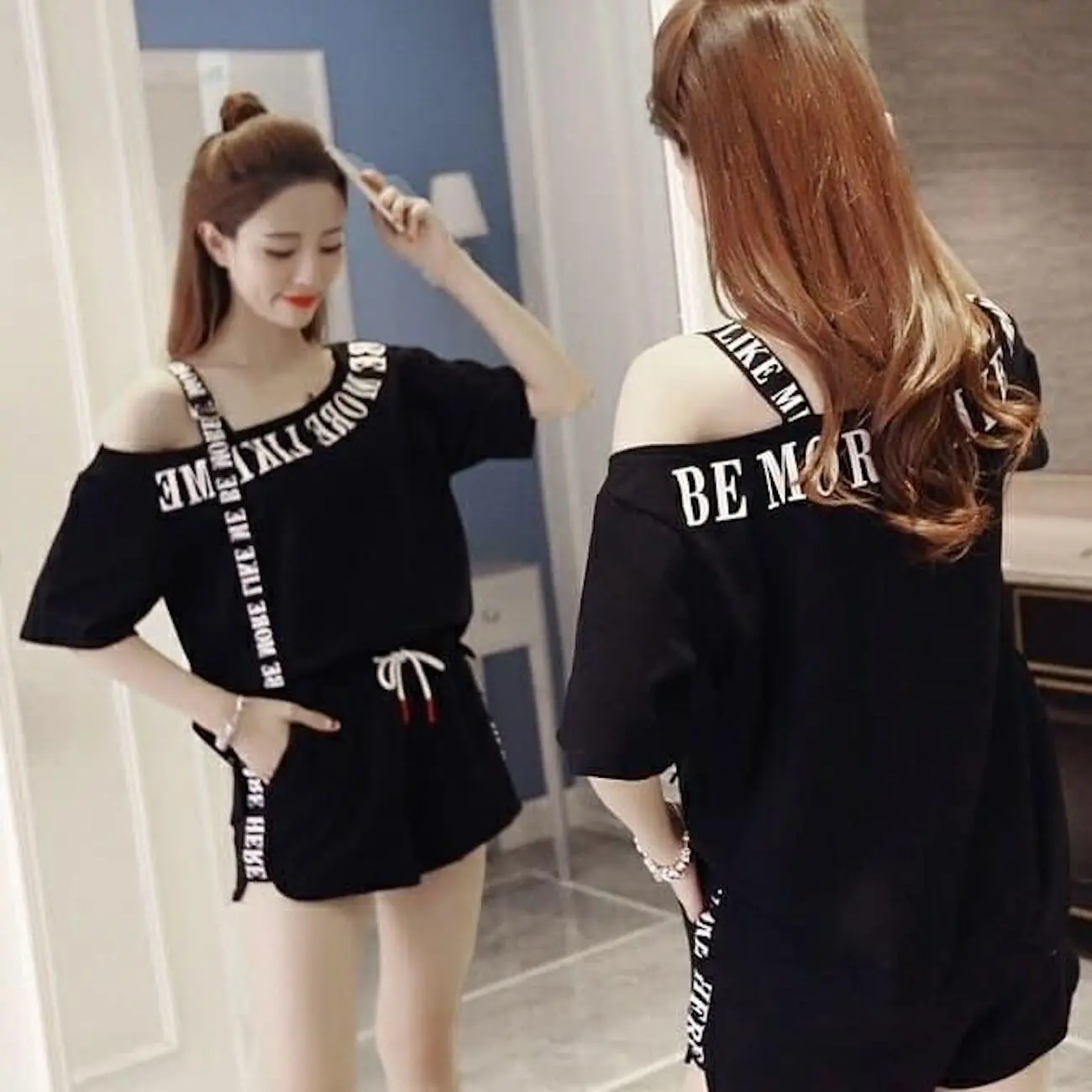 setelan wanita lengan pendek more