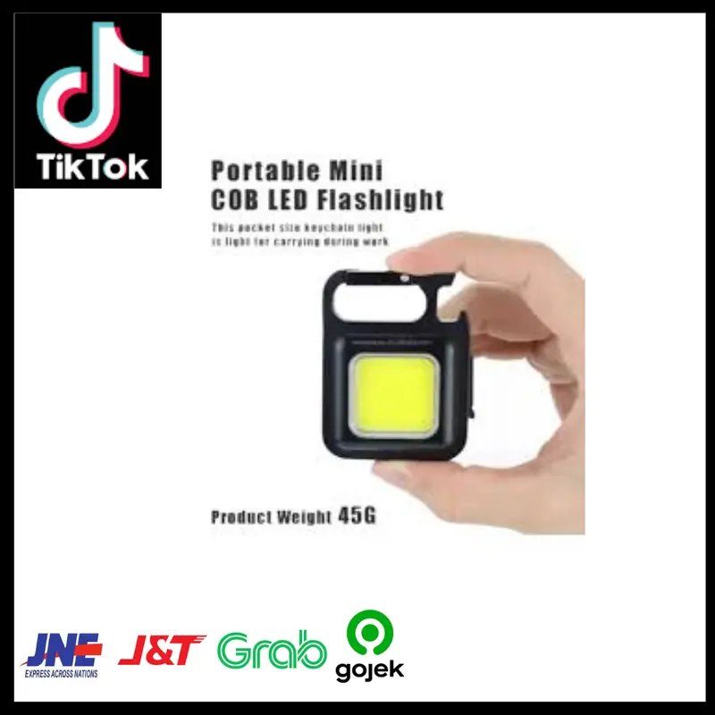 ( COD )Mini Cob Keychain Lampu Senter Led Portable Light Usb Rechargea 2