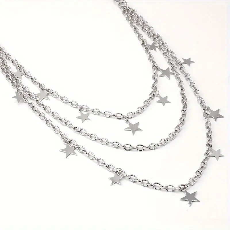 [Layered Chain Punk Star Pendant] Fashion Punk Star Pendant Layered Chain, Ideal For Skirts, Pants And Jeans, Belt Accessories, Gifts 6