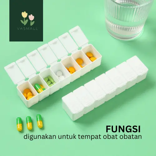 VASMALL - KOTAK TEMPAT PENYIMPANAN OBAT PIL 7 SEKAT | PORTABLE MEDICINE STORAGE BOX TRAVEL | KOTAK OBAT TRAVEL 4