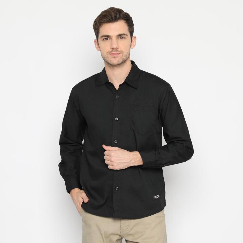 Product Introduction of RS31 Baju Kemeja Alaska Shirt Black Basic Cowok Jumbo - Kemeja Lengan Panjang Pria Hitam Polos Super Big Size 1